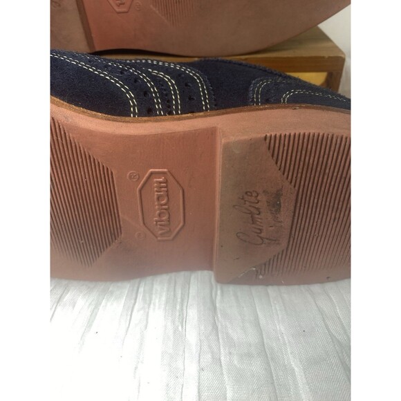 Allen Edmonds Spiaggia Shoes 7 Navy Blue Suede Leather Longwing Blucher Gumlite - Picture 5 of 15